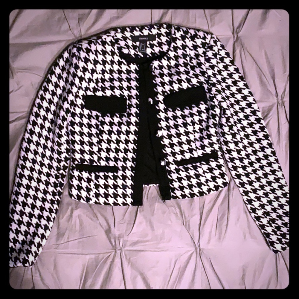 Houndstooth Cropped Blazer - image 1